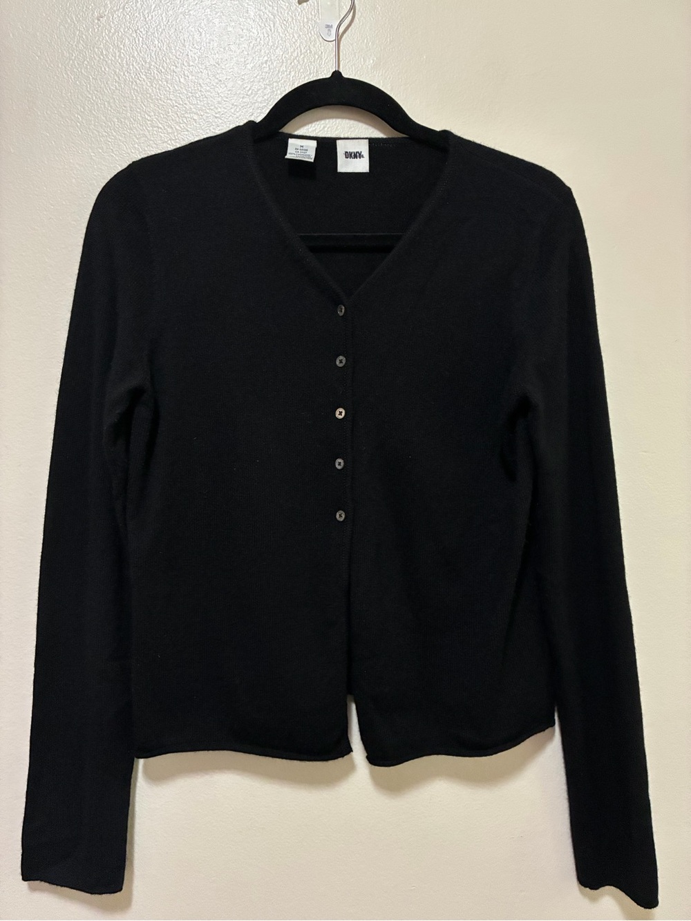 DKNY Vintage Black Cashmere Cardigan size medium